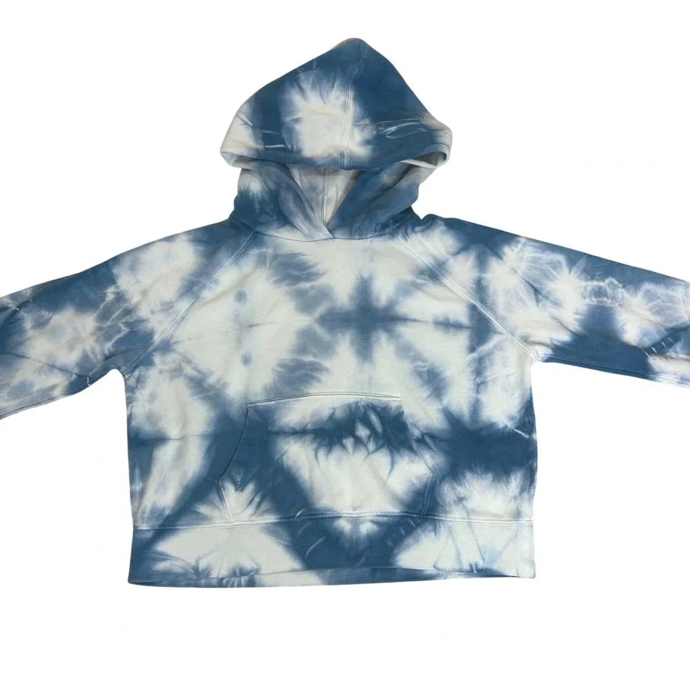 Gap Teen Blue Tie Dye Hoodie Sweatshirt XL 12 Kids Raglan Sleeve Pullover